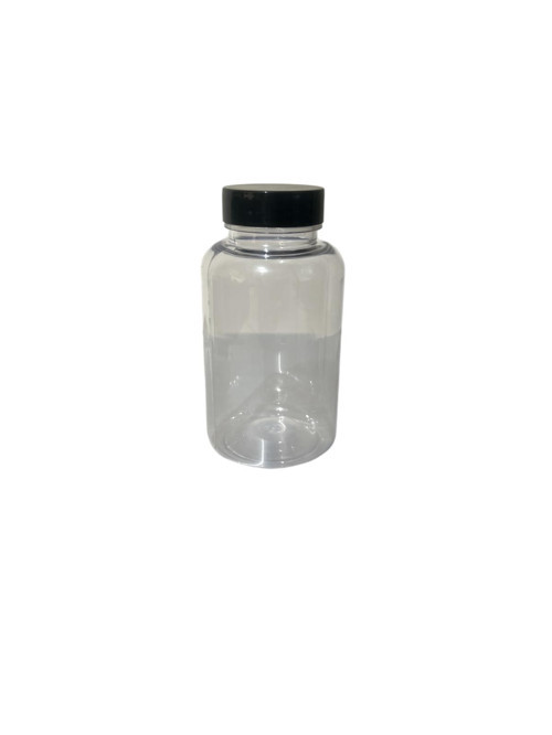 200ml şeffaf tablet şişesi siyah kapak, 50 adet, tablet şişesi, ecza şişesi, kozmetik şişe