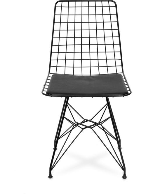 . Tel Sandalye Minderli,Siyah