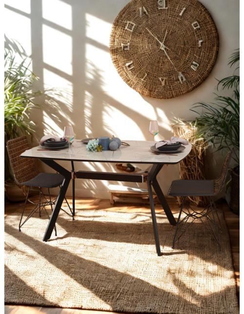 . Mermer Desenli Masa - Gri  Siyah