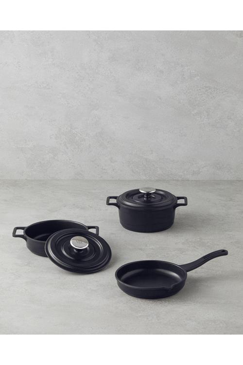 Tiny Taste Alüminyum Döküm Mini Tencere Seti 14X14X14 Cm Siyah