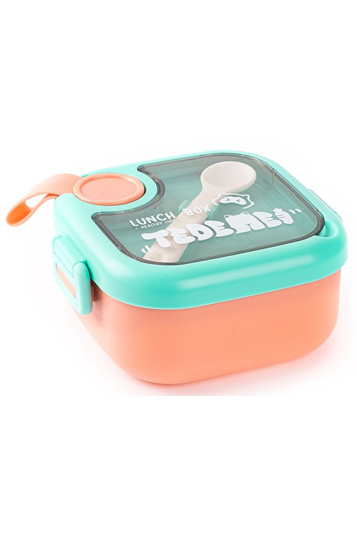 Tedemeı Paslanmaz Çelik Plastik Kaşık Ve Makaslı Kare Yemek Taşıma Kabı 550Ml