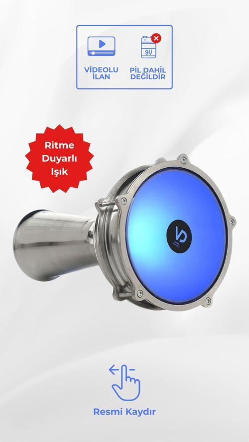 LED Işıklı (Ritme Duyarlı) Alüminyum Klasik Darbuka