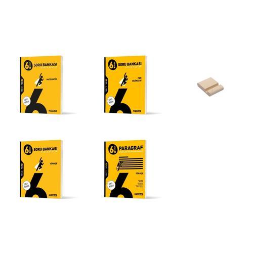 6. Sınıf Matematik Fen Türkçe ve Paragraf Soru Bankası 4lü Set + Telefon Standı