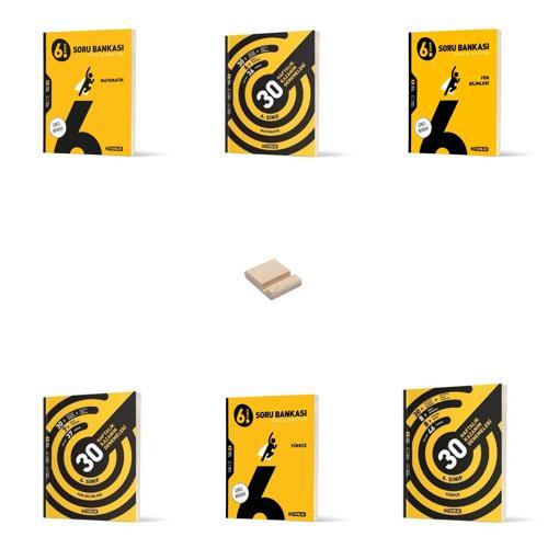 6. Sınıf Matematik Fen ve Türkçe Soru Bankası ve Kazanım Denemeleri 6lı Set + Telefon Tutucu