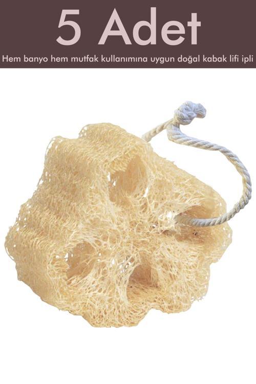 5 Adet Doğal Kabak Lifi Bulaşık Süngeri Banyo Kesesi Loofah Sponge İpli Kabak Kesesi Kalın Büyük
