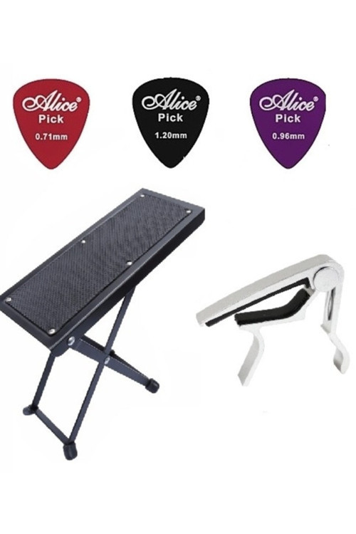 Dadi Gitar Ayak Sehpası ( Footstool ) + Kapo + 3Adet Pena