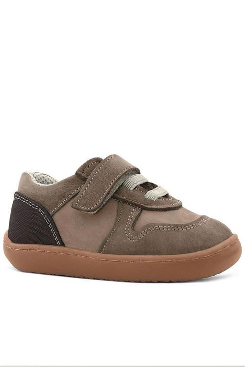 Bob Hakiki Deri Kum Krem Barefoot Cırtlı Lastikli Bebek Sneaker Ayakkabı