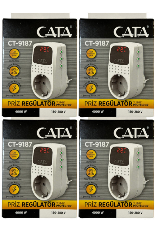 Ct-9187 4000W Akım Korumalı Led Göstergeli Priz (4 Adet)