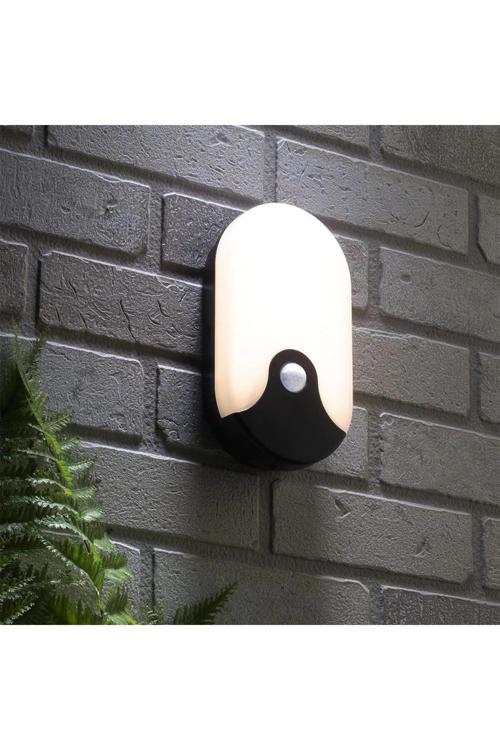 20 W Sensörlü Palermo Led Duvar Armatürü - Sarı Işık (4000K) - Siyah Kasa - Ct-7093