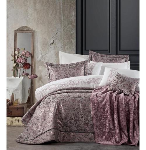 Platinium 11 Parça Çeyiz Seti-Destina Pudra (Yatak Ört+Battaniye+Nevresim Tk)