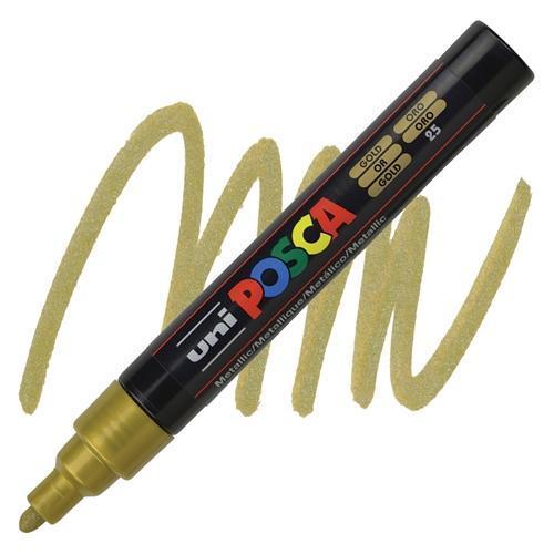 Posca 1.8-2.5 Su Bazlı Poster Boyama Kalemi Markörü Altın Pc-5M (6 Lı Paket)