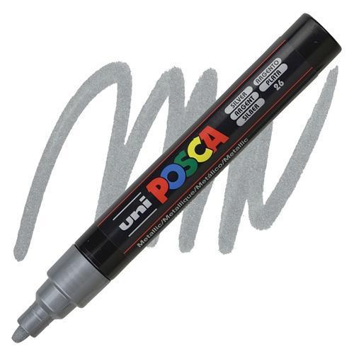 Posca 1.8-2.5 Su Bazlı Poster Boyama Kalemi Markörü Gümüş Pc-5M (6 Lı Paket)