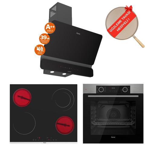 FryArt&FlowArt Trivona Sessiz Davlumbaz Elektrikli Inox Ank. Set (D080-SA + MS263 + XE63MI)