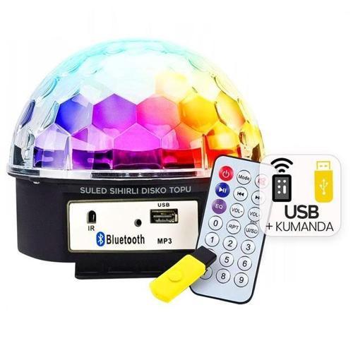 GM-0803B Sihirli Led Dönen Disko Topu Hoparlör Kablosuz USB/Mp3/Bluetooth Kumandalı 360 Derece (2818)
