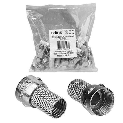 S-Link SL-F186 Geniş 18 mm * 8 RG6/U4 Erkek F Konnektör (50'li Paket) (2818)