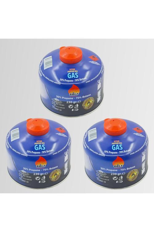 Golf 3'Lü Set - Golf Butan Propan Kamp Gazı Valfli Kartuş 230 Gr