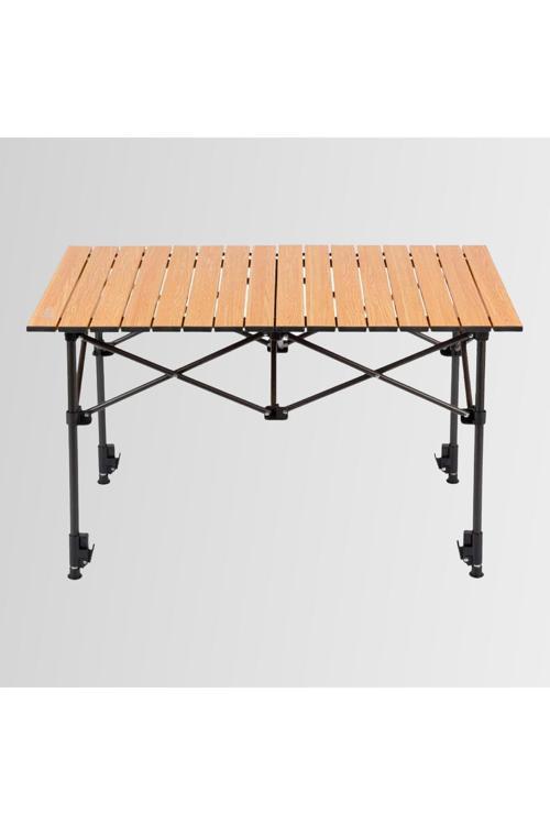 Falcon Katlanabilir Teleskopik Ayaklı Alüminyum Kamp Masası-(95X55X56-96Cm) Ahşap Desen