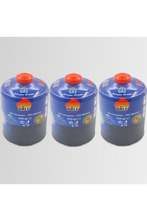 3'Lü Set - Butan Propan Kamp Gazı Valfli Kartuş 450 Gr