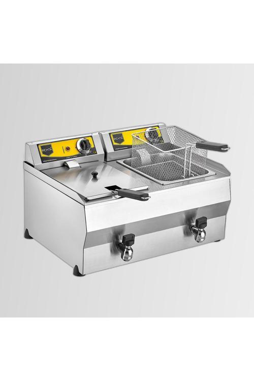 Rem.R111 8+8 Lt Çiftli Yağ Tahliye Musluklu Elektrikli Fritöz 6400 W