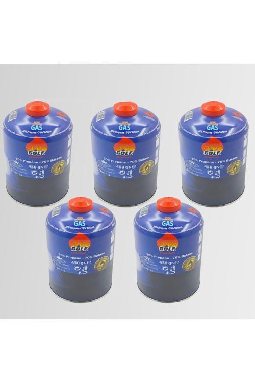 5'Li Set - Butan Propan Kamp Gazı Valfli Kartuş 450 Gr