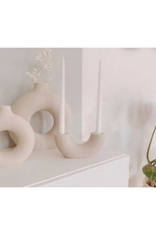 Horn U Şamdan Mumluk | Beyaz | Beyaz