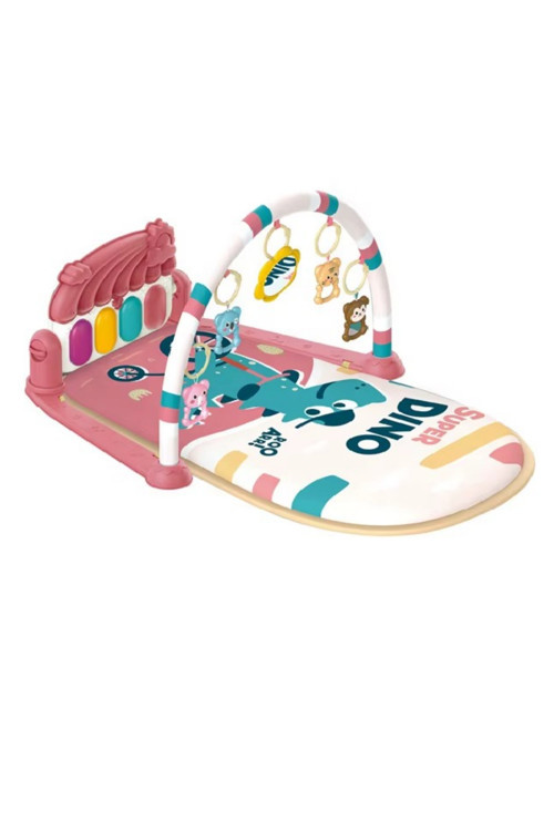 Piyanolu Dinozor Gökkuşağı Bebek Oyun Halısı ( BIB-698-80 ) Pudra