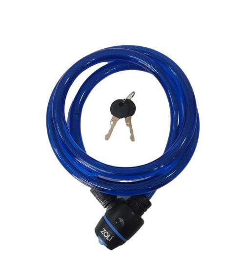 BİSİKLET KİLİT HALAT 15X1500 84118 ANAHTARLI MAVİ KLT-107-1