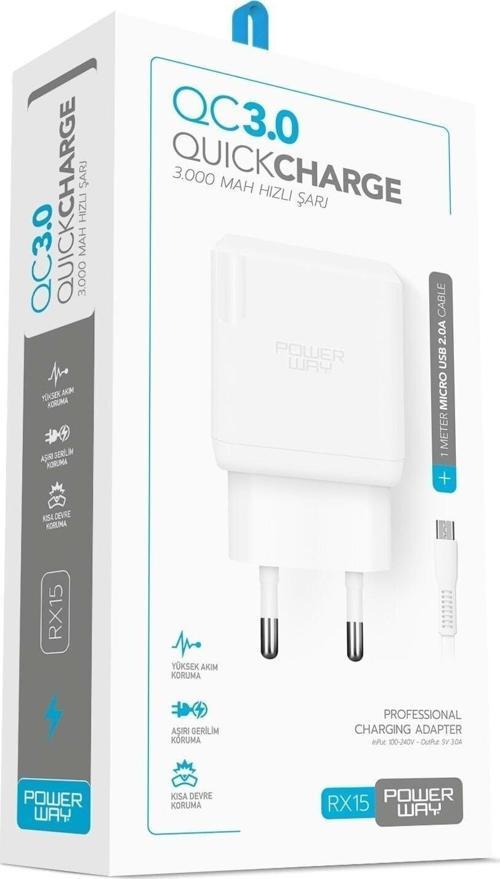 3 AMPER MİCRO USB ŞARJ ALETİQC 3.0 RX15