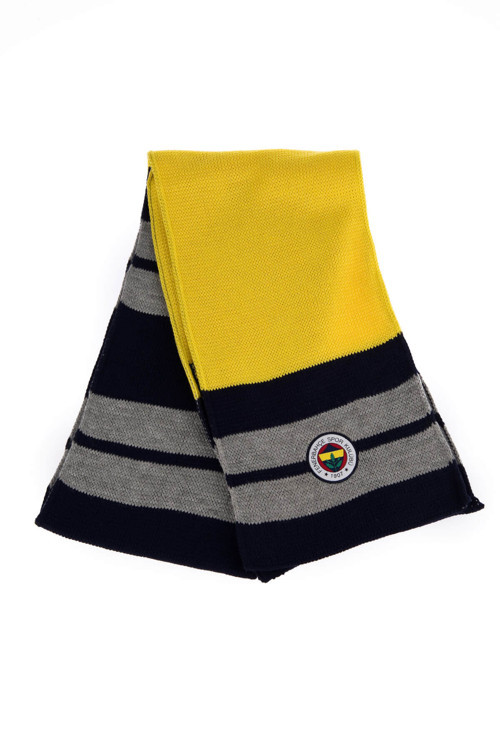 Gri Şeritli 6 Renk Logo Atkı