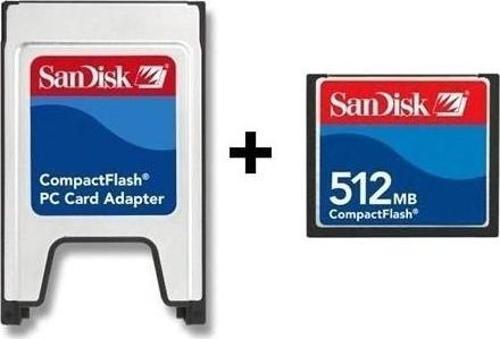 Sandisk PCMCIA-CF Compact Flash Adaptör + 512MB Compact Flash Kart