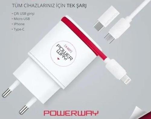 X-607 Type c-Micro-Lightning 3 in 1 2.1 amper şarj aleti