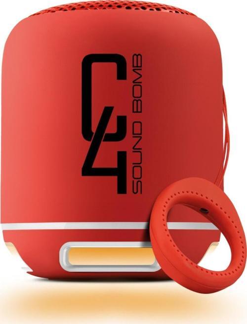 Powewray C4 Kırmızı Taşınabilir Bluetooth Hoparlör Ses Bombası Sese Duyarlı Led Işık