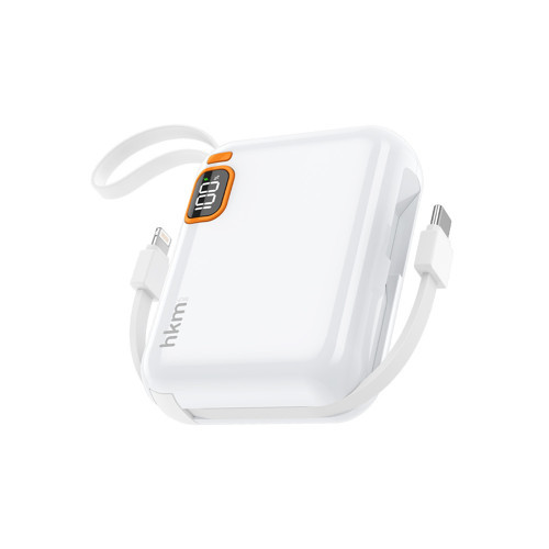 hkm tech POWER DUO 10.000 mAh 20W, PD 20W hızlı şarj destekli, Type-C ve Lightning Kablolu Powerbank 4