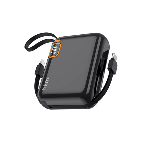 hkm tech POWER DUO 10.000 mAh 20W, PD 20W hızlı şarj destekli, Type-C ve Lightning Kablolu Powerbank 4