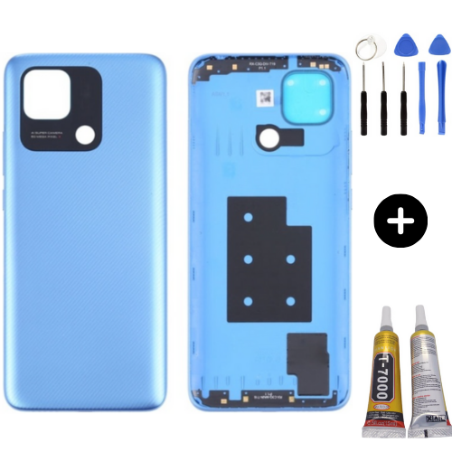 Redmi 10C Uyumlu Full Kasa Arka Pil Kapağı Mavi + Montaj Seti