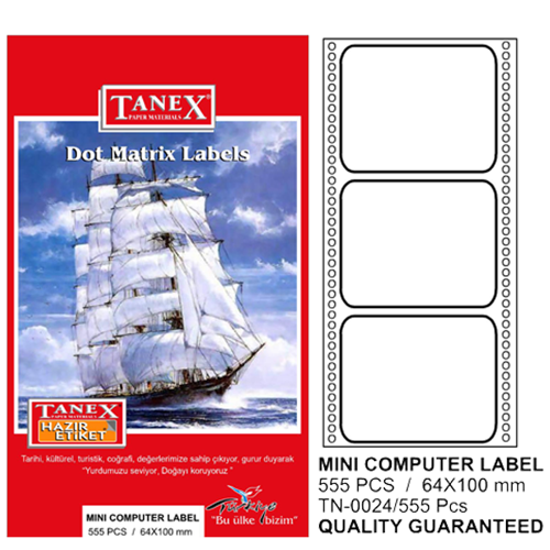 SÜREKLİ FORM ETİKET 555 Lİ 64X100 TN 0024