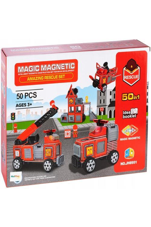 Kzlky Magnetik Puzle Itfaiye Yarış Arabası Karışık Set Serisi 50 Prç