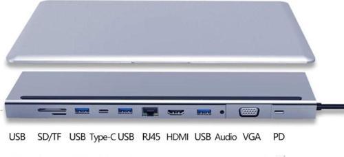 Type-C 12 in 1 Dock Station MacBook Uyumlu Hub Adaptör