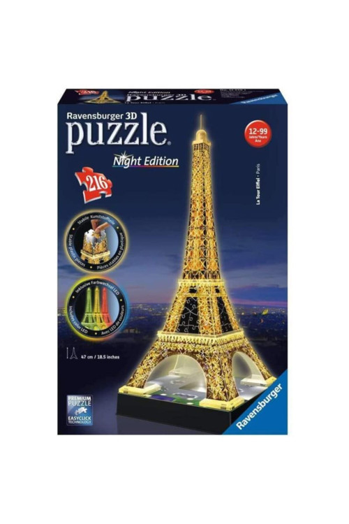 3 Boyutlu Plastik Puzzle Işıklı Eyfel-125791