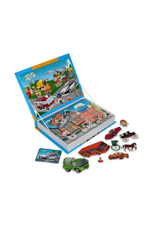 Magnetik Puzzle Kitap Yapboz Eğitici Zeka Oyuncak Taşıtlar Polis Seti Montessori Aktivite