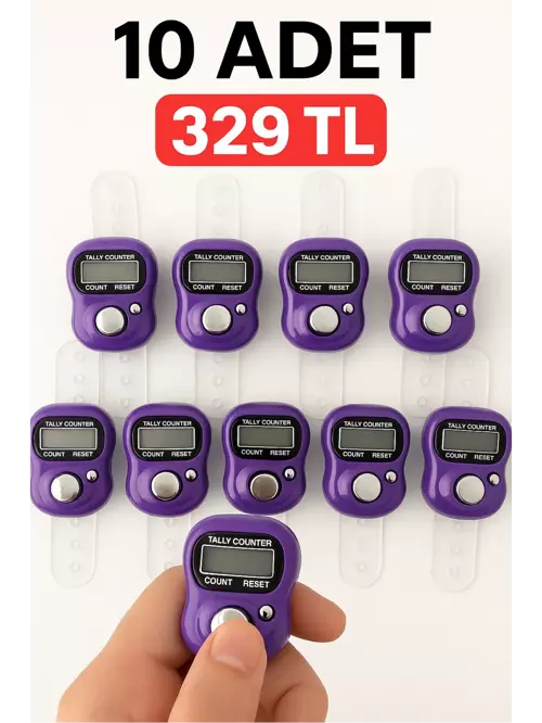 10 ADET Mor – Dijital Parmak Tipi Yüzük Tesbih, Namaz Zikir Sayacı