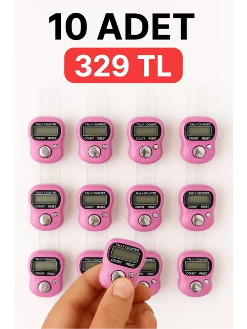 10 ADET Pembe – Dijital Parmak Tipi Yüzük Tesbih, Namaz Zikir Sayacı