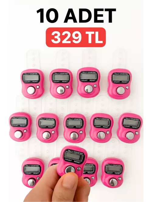 10 ADET Pembe – Dijital Parmak Tipi Yüzük Tesbih, Namaz Zikir Sayacı