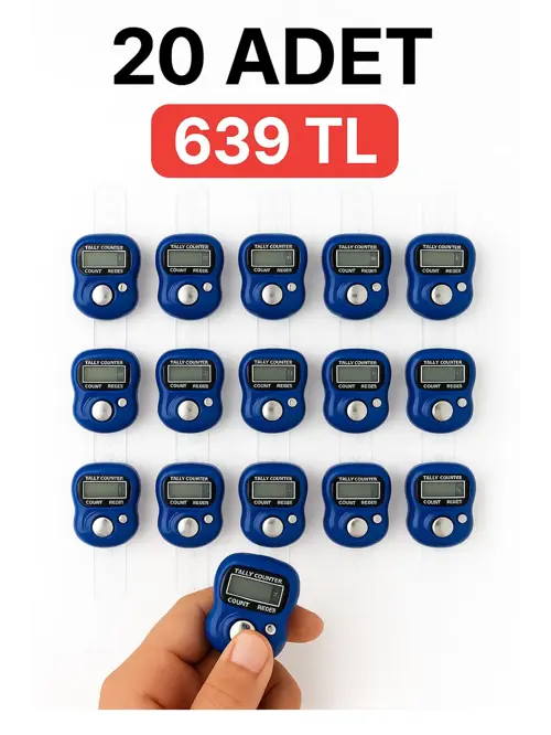 20 ADET Mavi – Dijital Parmak Tipi Yüzük Tesbih, Namaz Zikir Sayacı