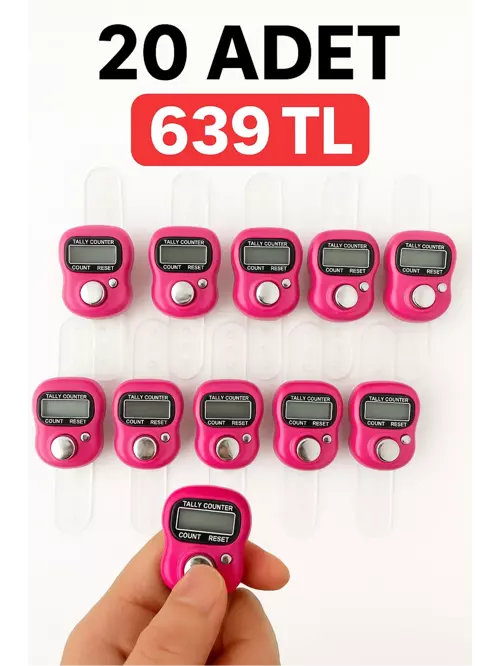 20 ADET Pembe – Dijital Parmak Tipi Yüzük Tesbih, Namaz Zikir Sayacı