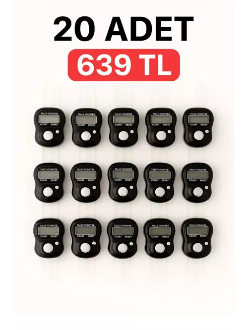 20 ADET Siyah – Dijital Parmak Tipi Yüzük Tesbih, Namaz Zikir Sayacı