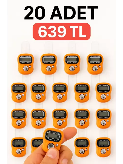 20 ADET Turuncu – Dijital Parmak Tipi Yüzük Tesbih, Namaz Zikir Sayacı