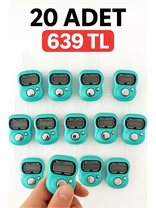 20 ADET Yeşil – Dijital Parmak Tipi Yüzük Tesbih, Namaz Zikir Sayacı