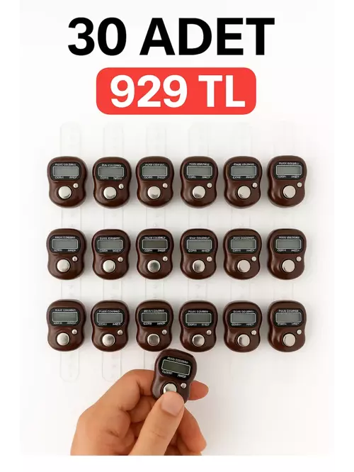 30 ADET Kahverengi – Dijital Parmak Tipi Yüzük Tesbih, Namaz Zikir Sayacı