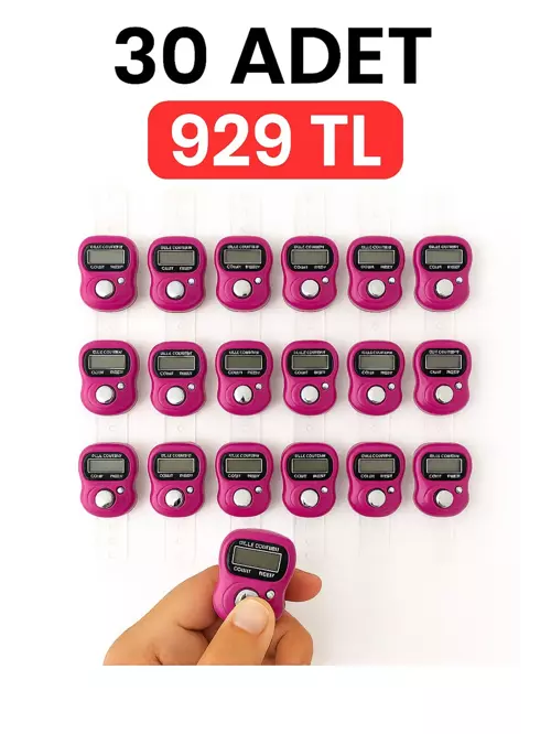 30 ADET Pembe – Dijital Parmak Tipi Yüzük Tesbih, Namaz Zikir Sayacı